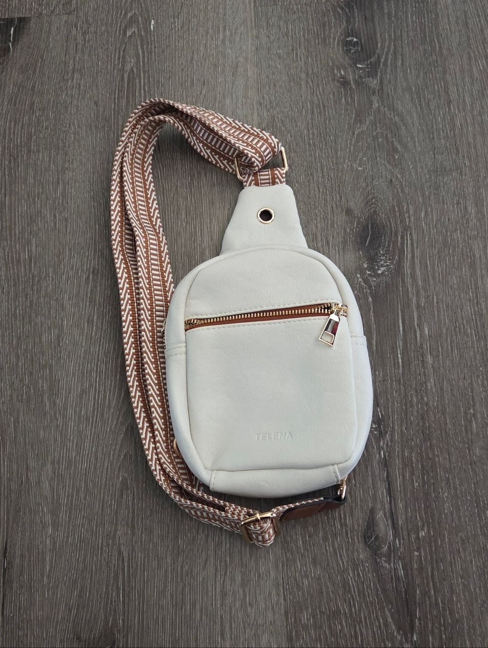 Telena Mini Crossbody/Sling Bag with Brown Patterned Strap
